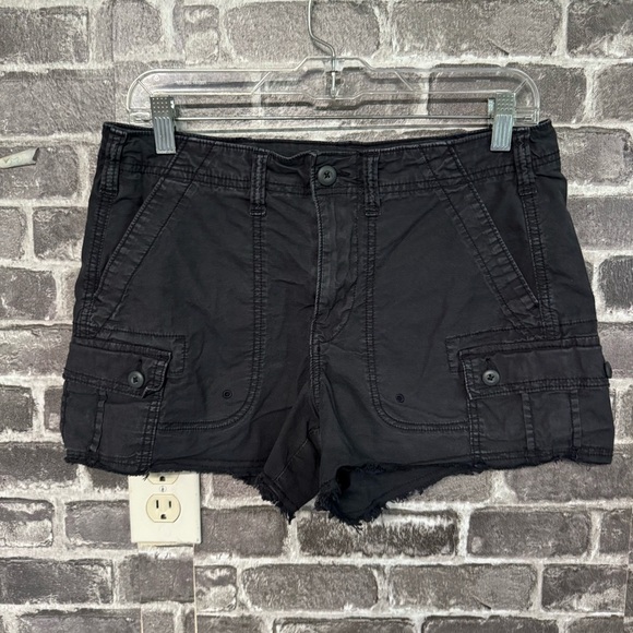 American Eagle cargo khaki cut off shorts gray pockets - Picture 1 of 9